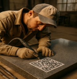 Гравировка QR-кода на памятнике